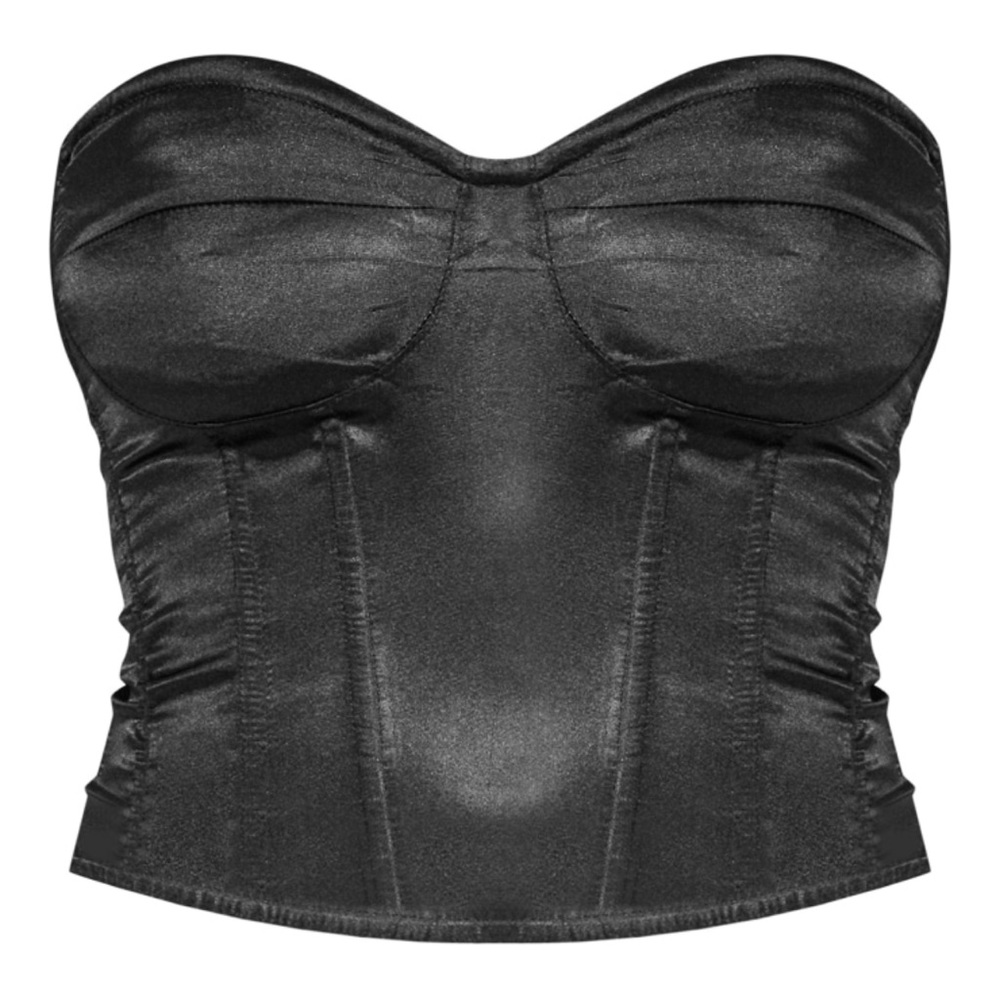 Black satin PLT corset top